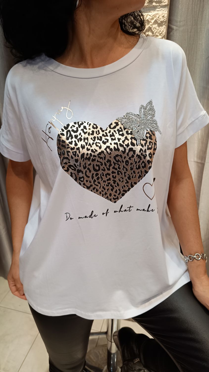 T-shirt Coeur Papillon blanc 