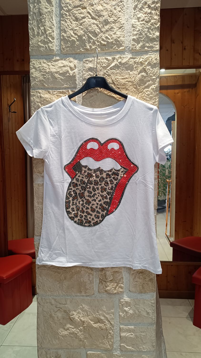 T-shirt Bouche strass
