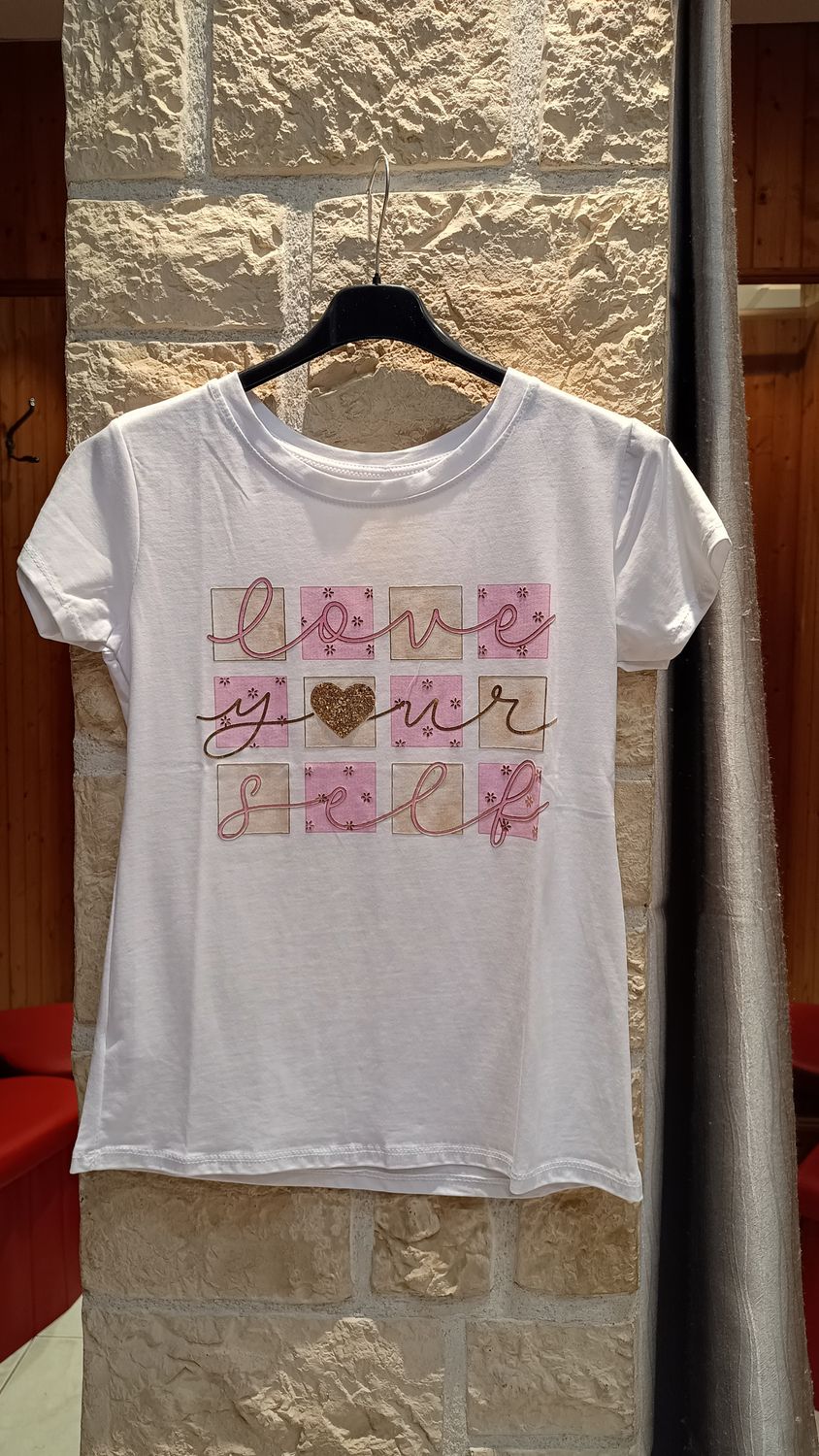 T-shirt Petits carrés rose