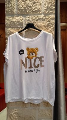 T-shirt Teddy blanc 