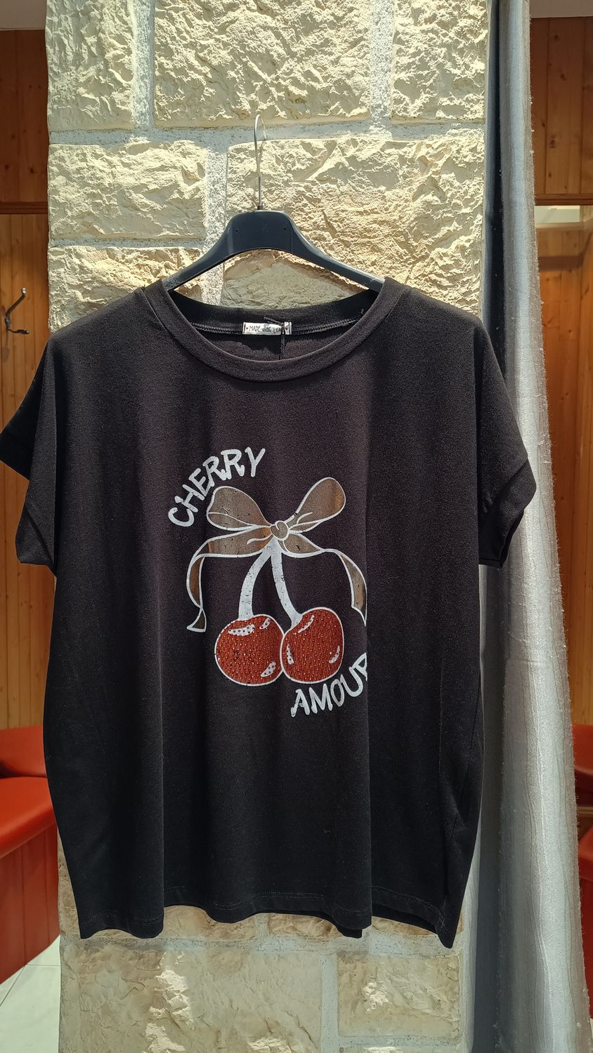 T-shirt Cherry noir