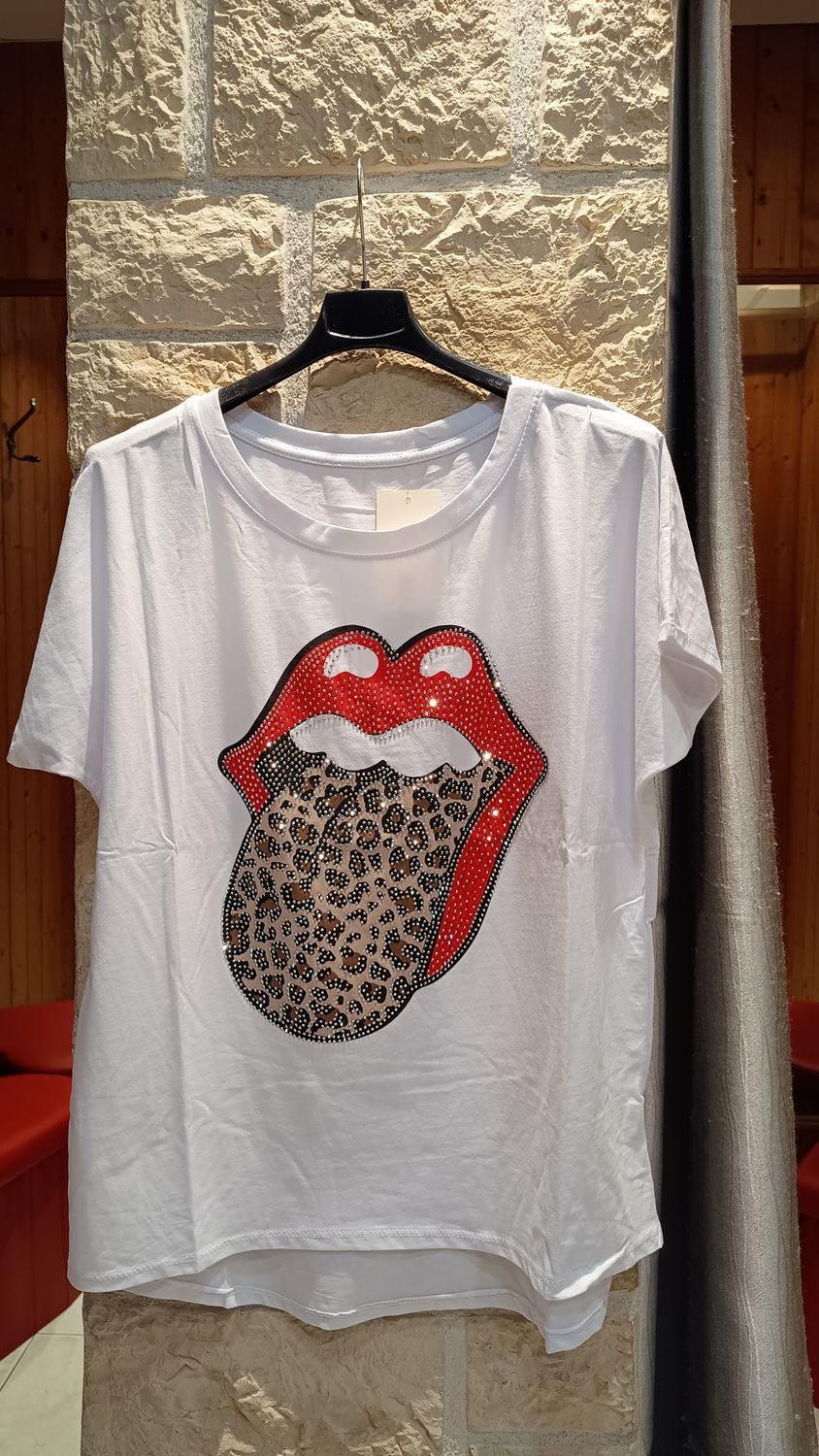 T-shirt Bouche strass oversize 