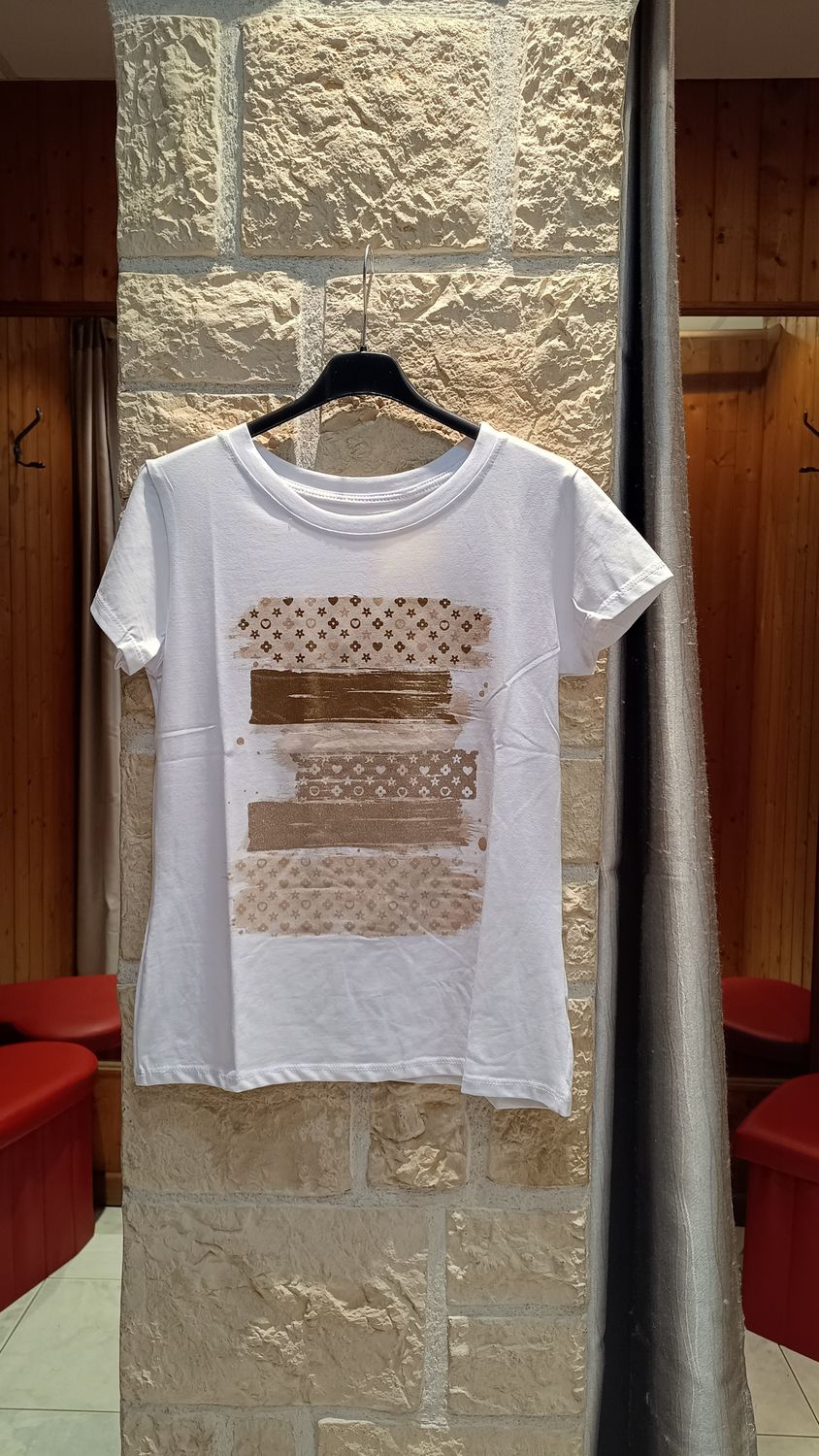 T-shirt Bande beige 