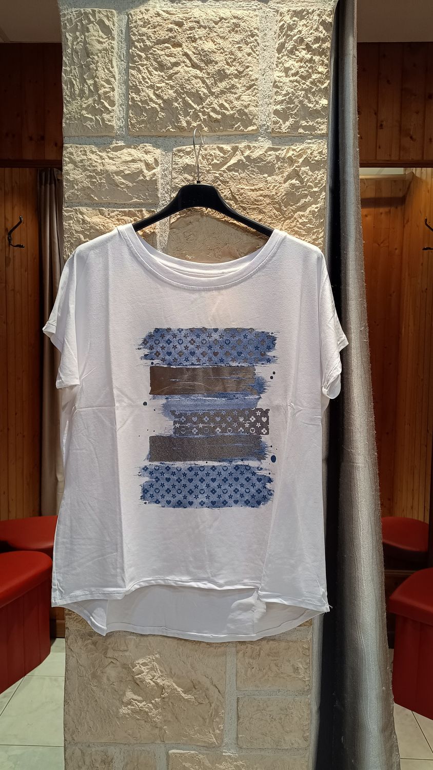 T-shirt Bandes bleu ciel oversize 