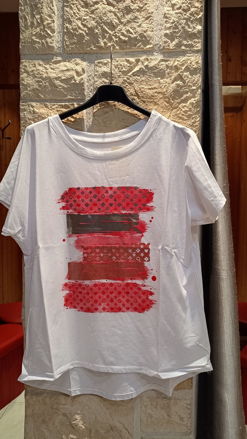 T-shirt Bandes rouge oversize 