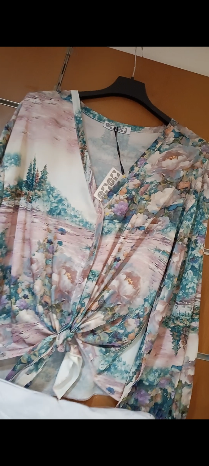 Blouse imprimé fleuri rose