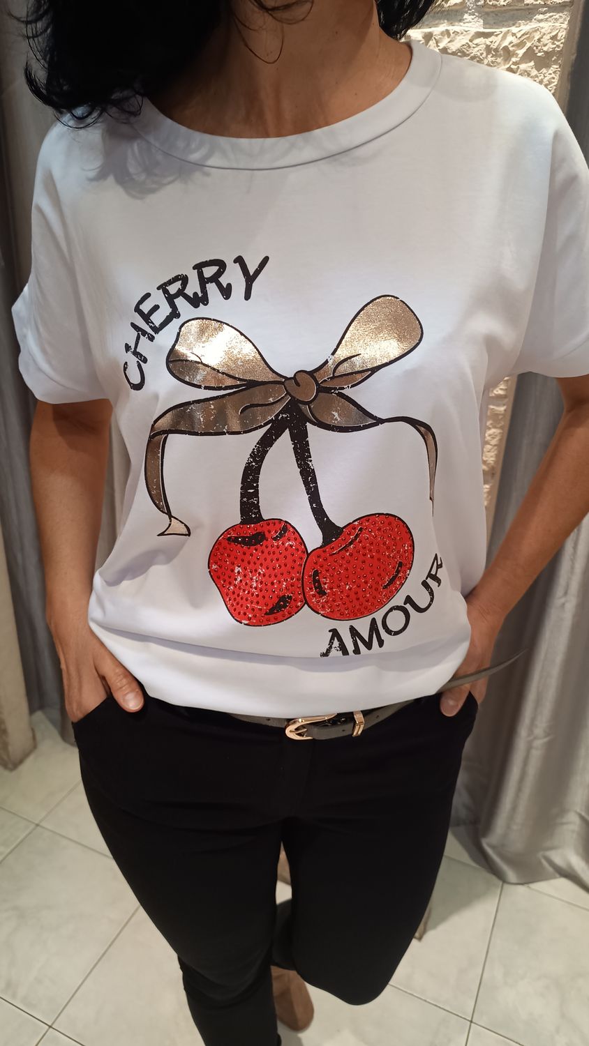 T-shirt Cherry blanc 