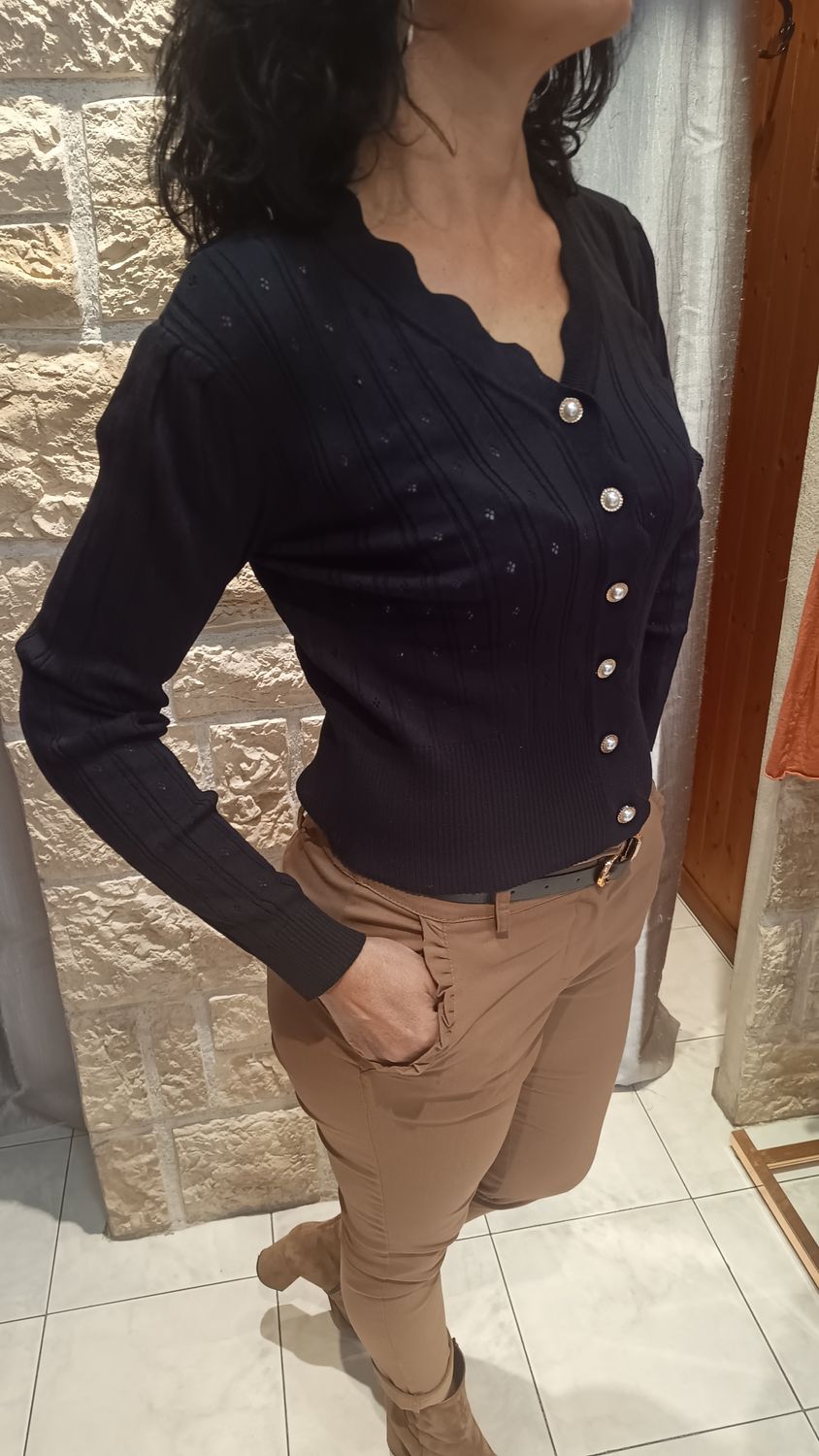 Cardigan boutons Bijou noir 