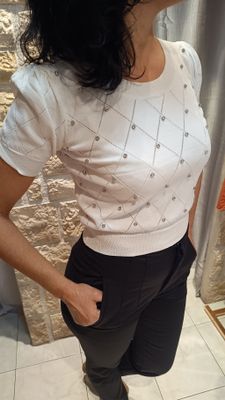 Tricot strass blanc