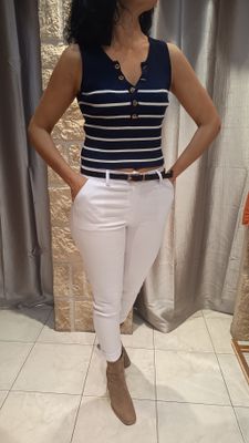 Top rayures bleu marine et blanc