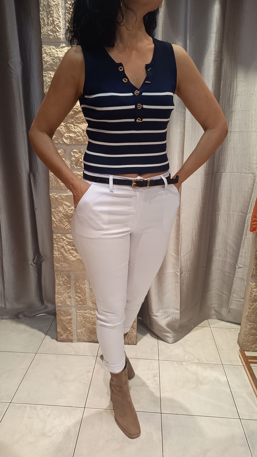 Top rayures bleu marine et blanc