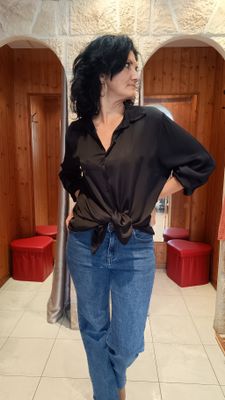 Chemise satinée noir