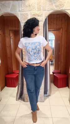 T-shirt Baroque bleu 