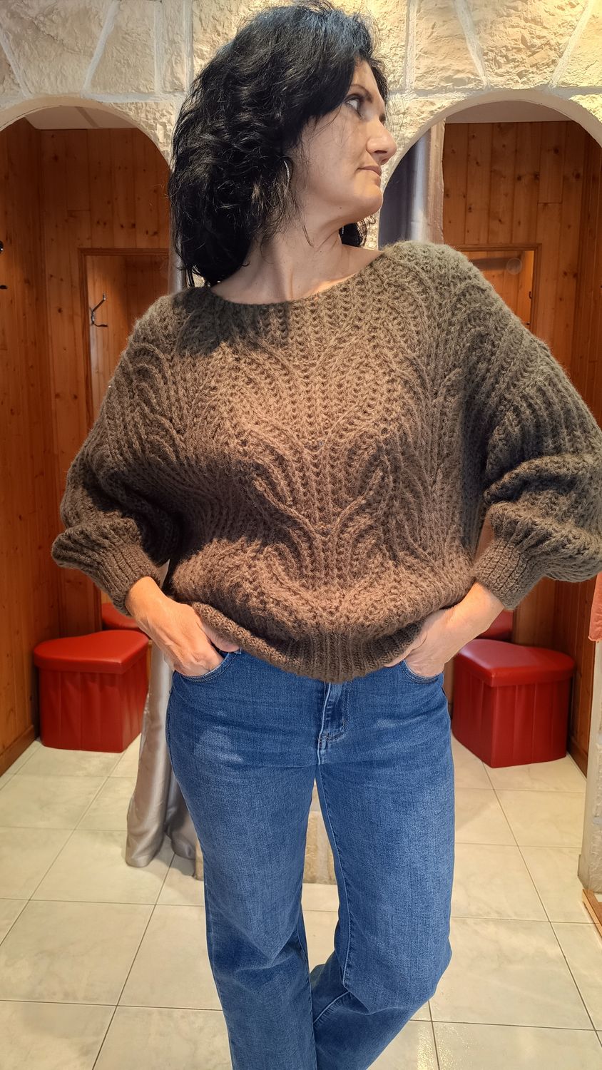 Pull Debora ajouré kaki 