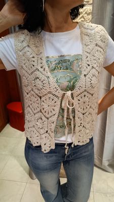 Gilet crochet vintage beige 