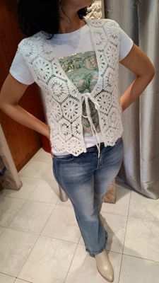 Gilet crochet vintage blanc 