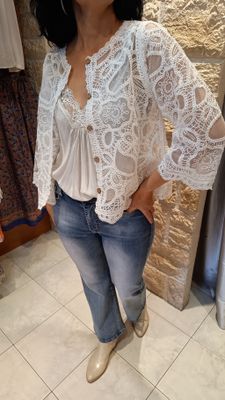 Veste dentelle Boho-chic blanc