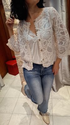 Veste dentelle Boho-chic beige 