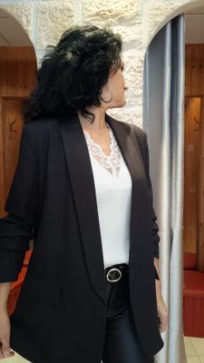 Veste blazer long noir
