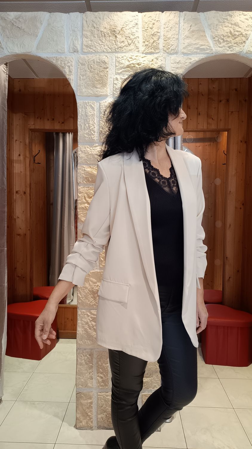 Veste blazer long écru 