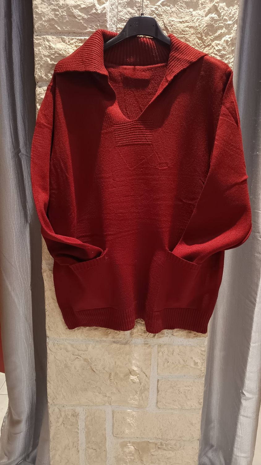 Ensemble deux pièces maille bordeaux 