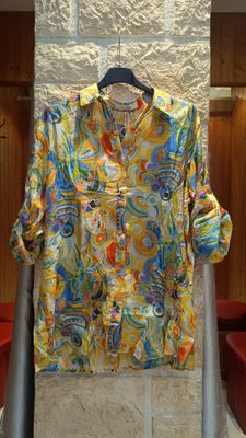 Chemise imprimé fantaisie jaune 