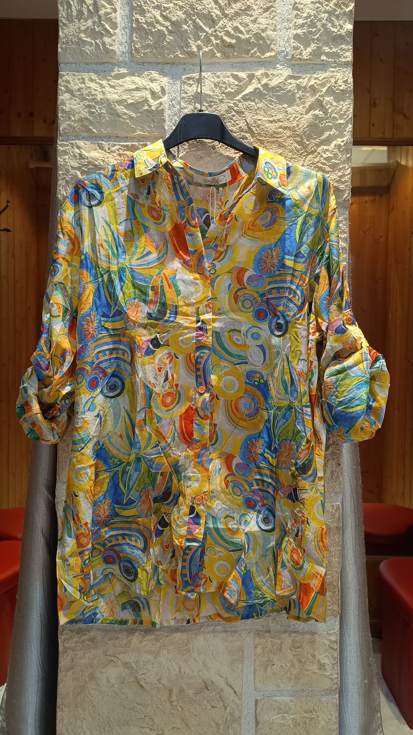 Chemise imprimé fantaisie jaune 