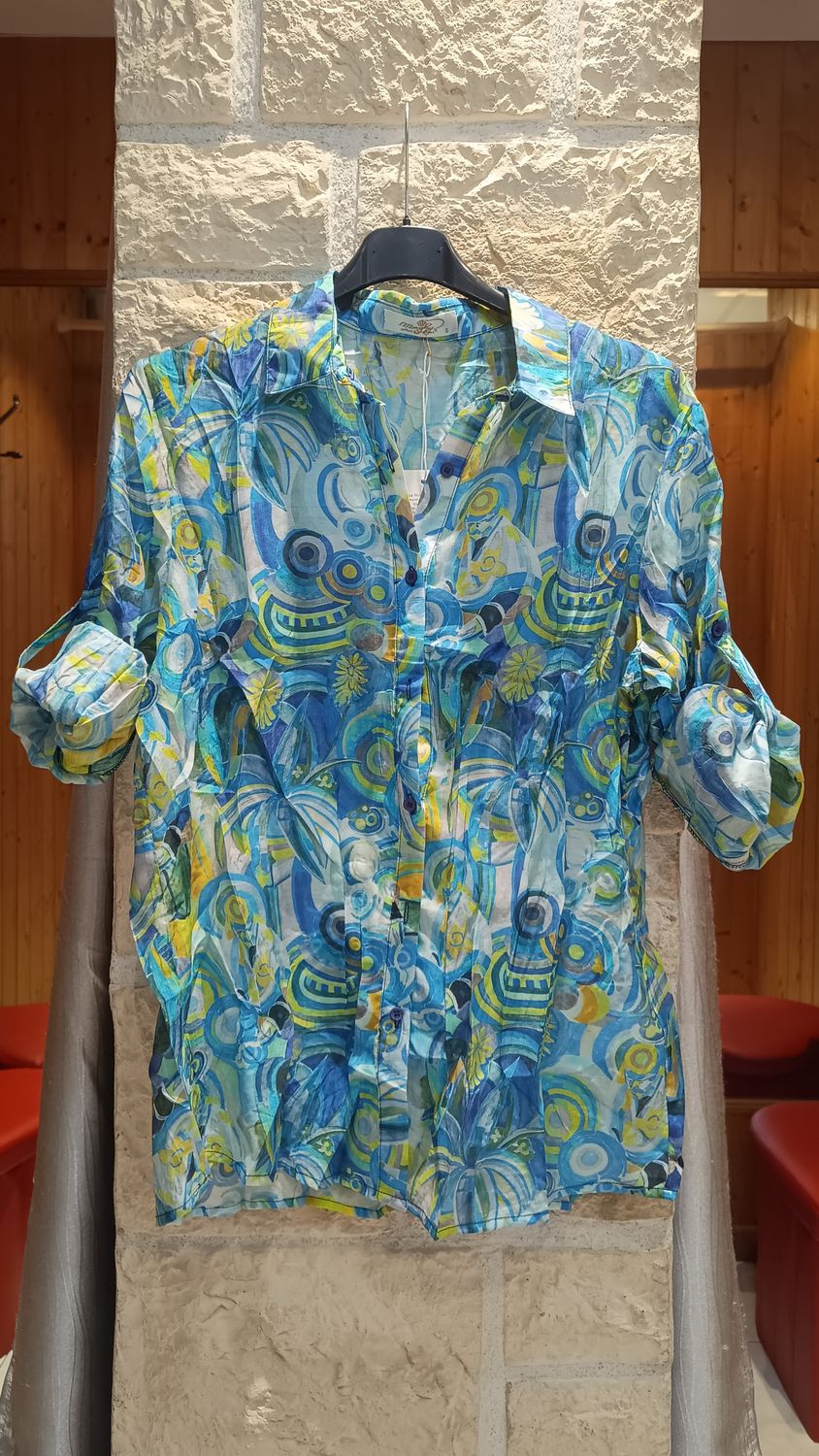 Chemise imprimé fantaisie bleu