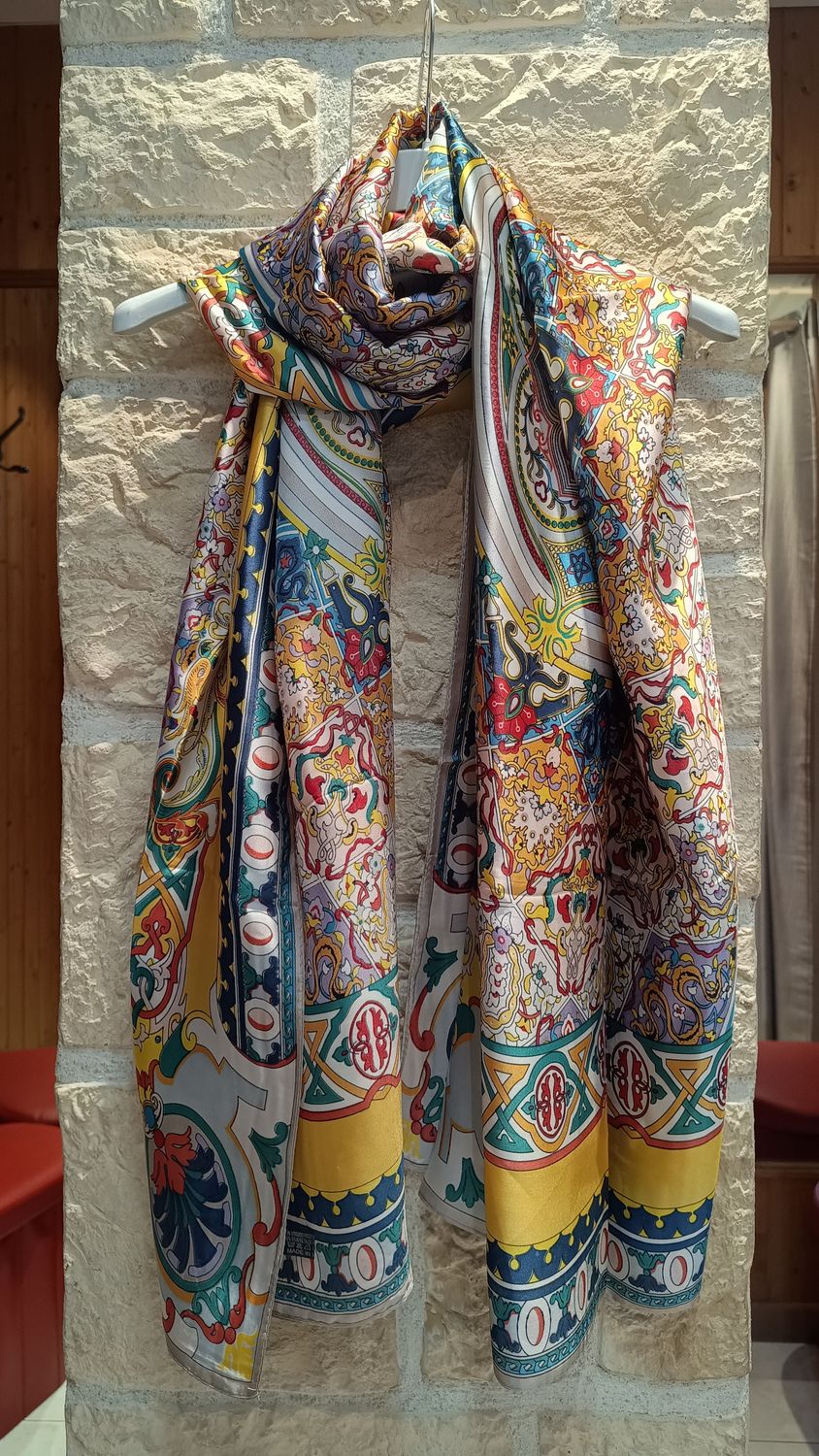 Foulard imprimé Baroque jaune 