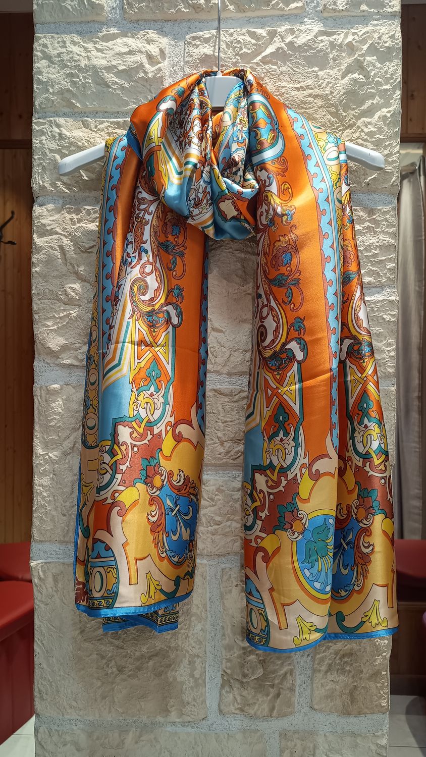 Foulard imprimé Baroque orange 