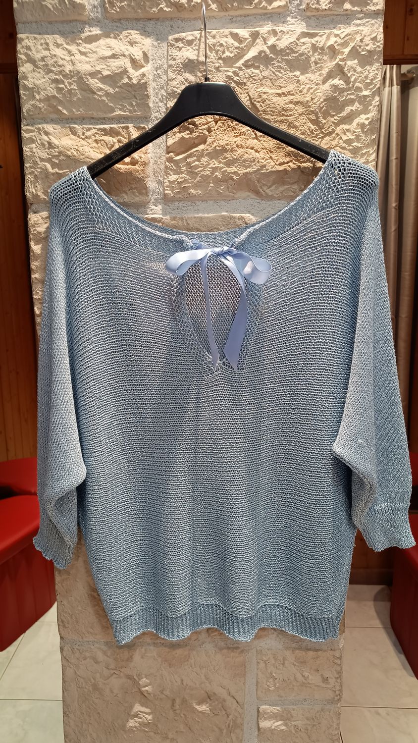 Pull lurex bleu ciel 