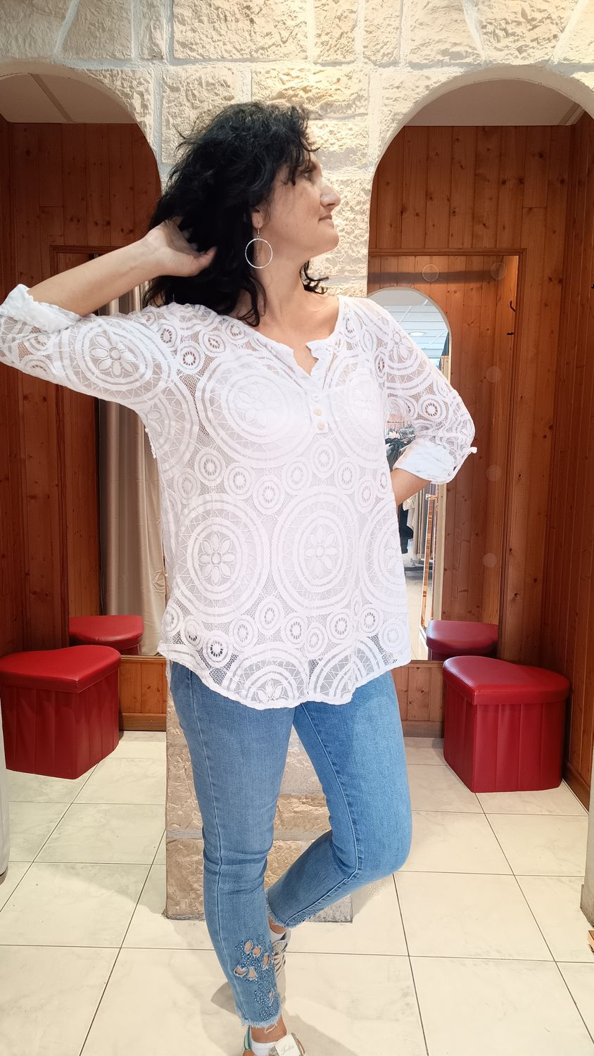 Tunique dentelle blanc