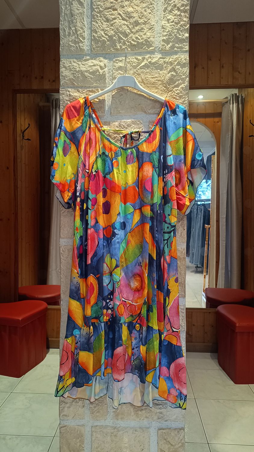 Robe midi Desy bleu multicolore 