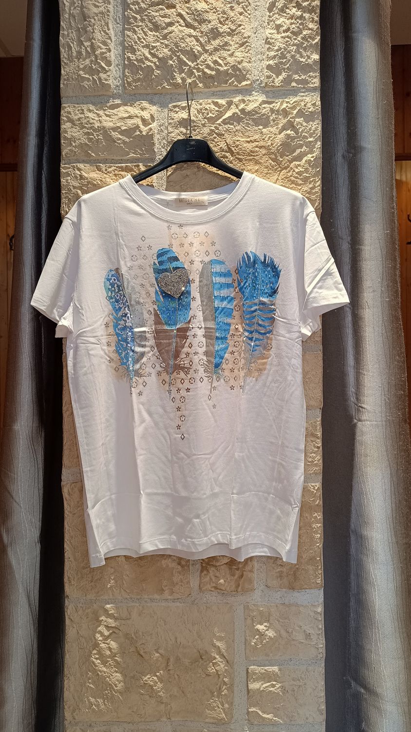 T-shirt Plumes turquoise 