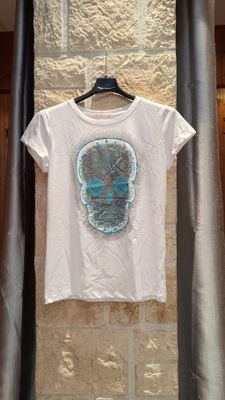 T-shirt Tête de mort turquoise 