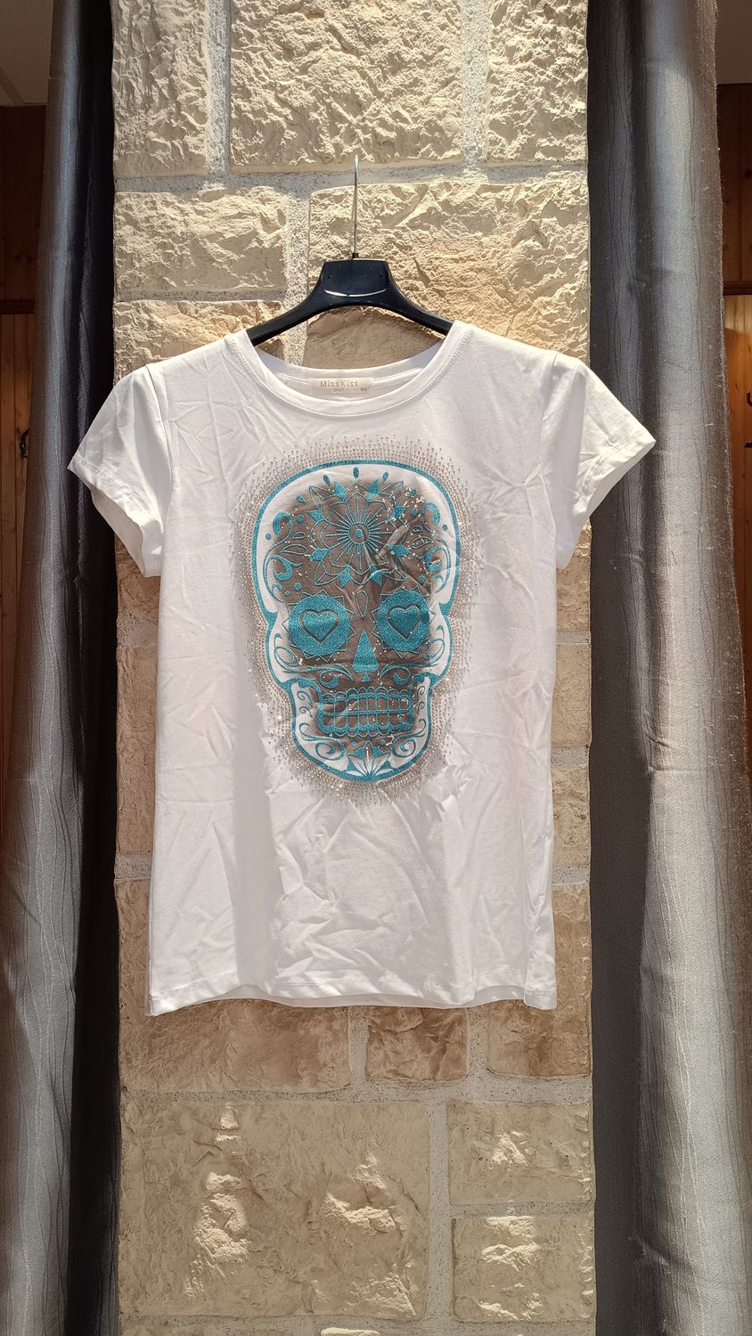 T-shirt Tête de mort turquoise 