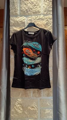 T-shirt Indi noir turquoise 