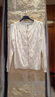 Cardigan strass blanc cassé 