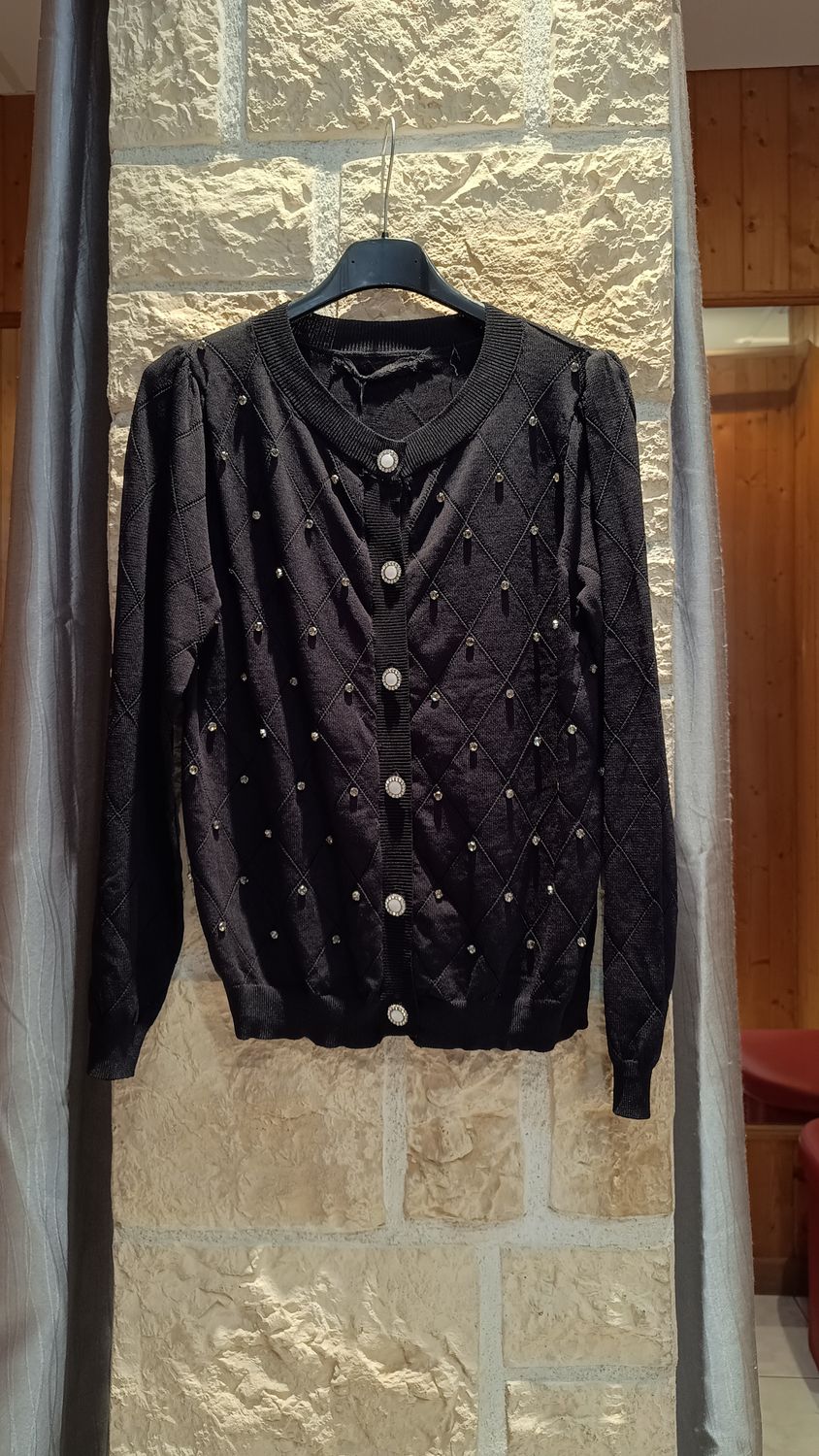 Cardigan strass noir 