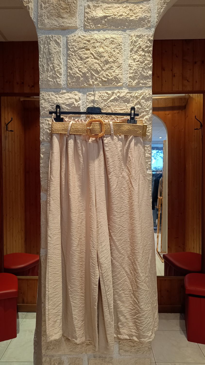 Pantalon large 7/8 beige 
