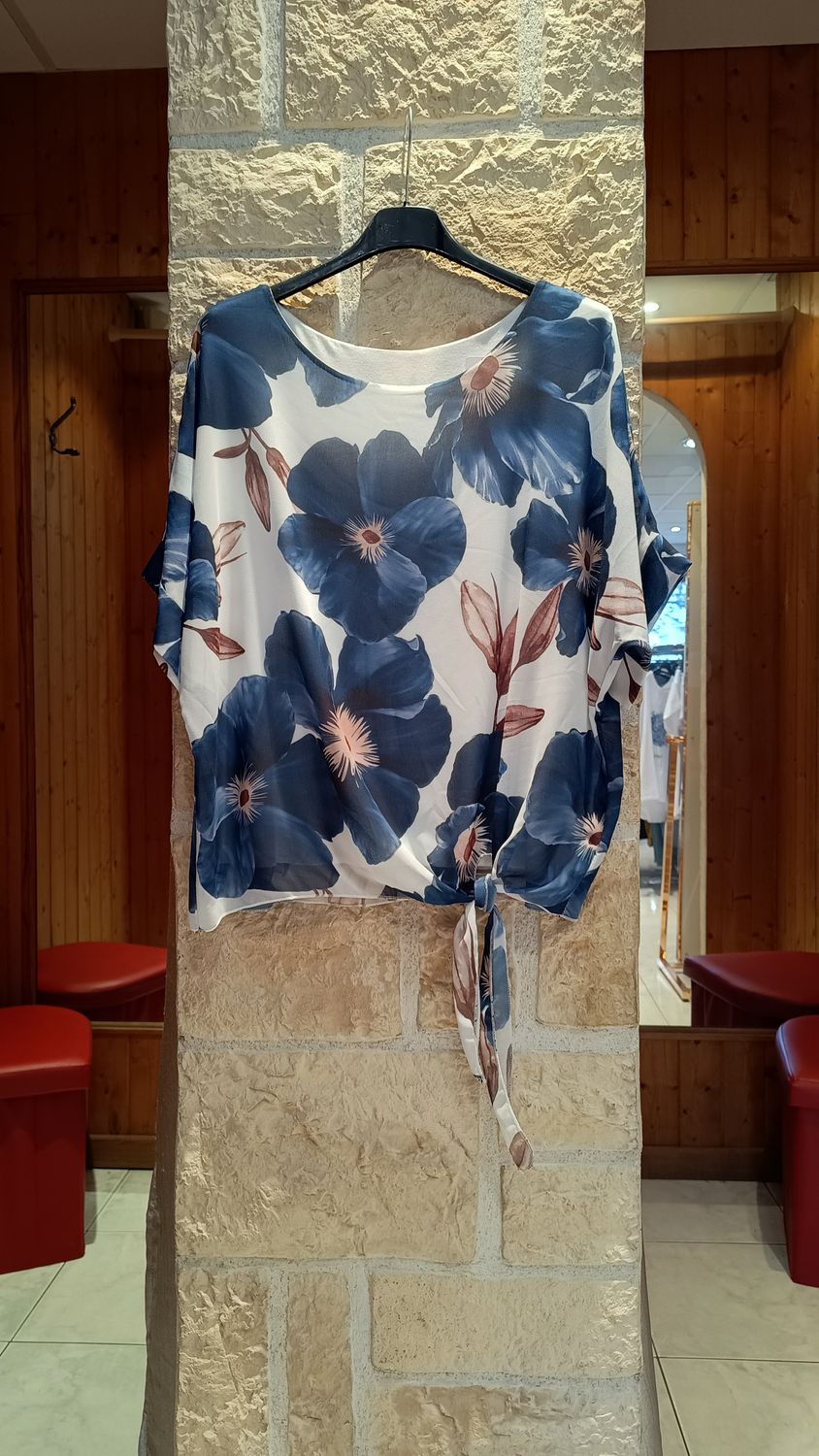 Blouse imprimée fleurs bleu