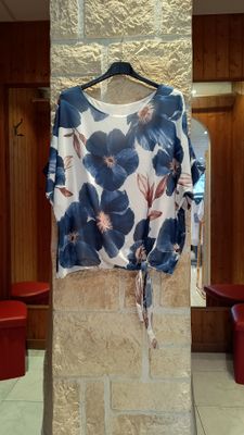 Blouse imprimée fleurs bleu