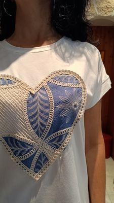 T-shirt Coeur Denim blanc 