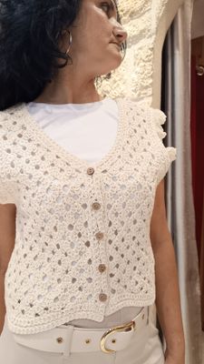 Gilet ajouré beige 