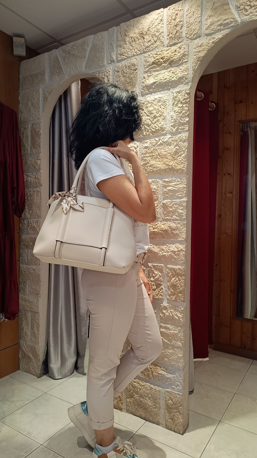 Sac cabas foulard beige 