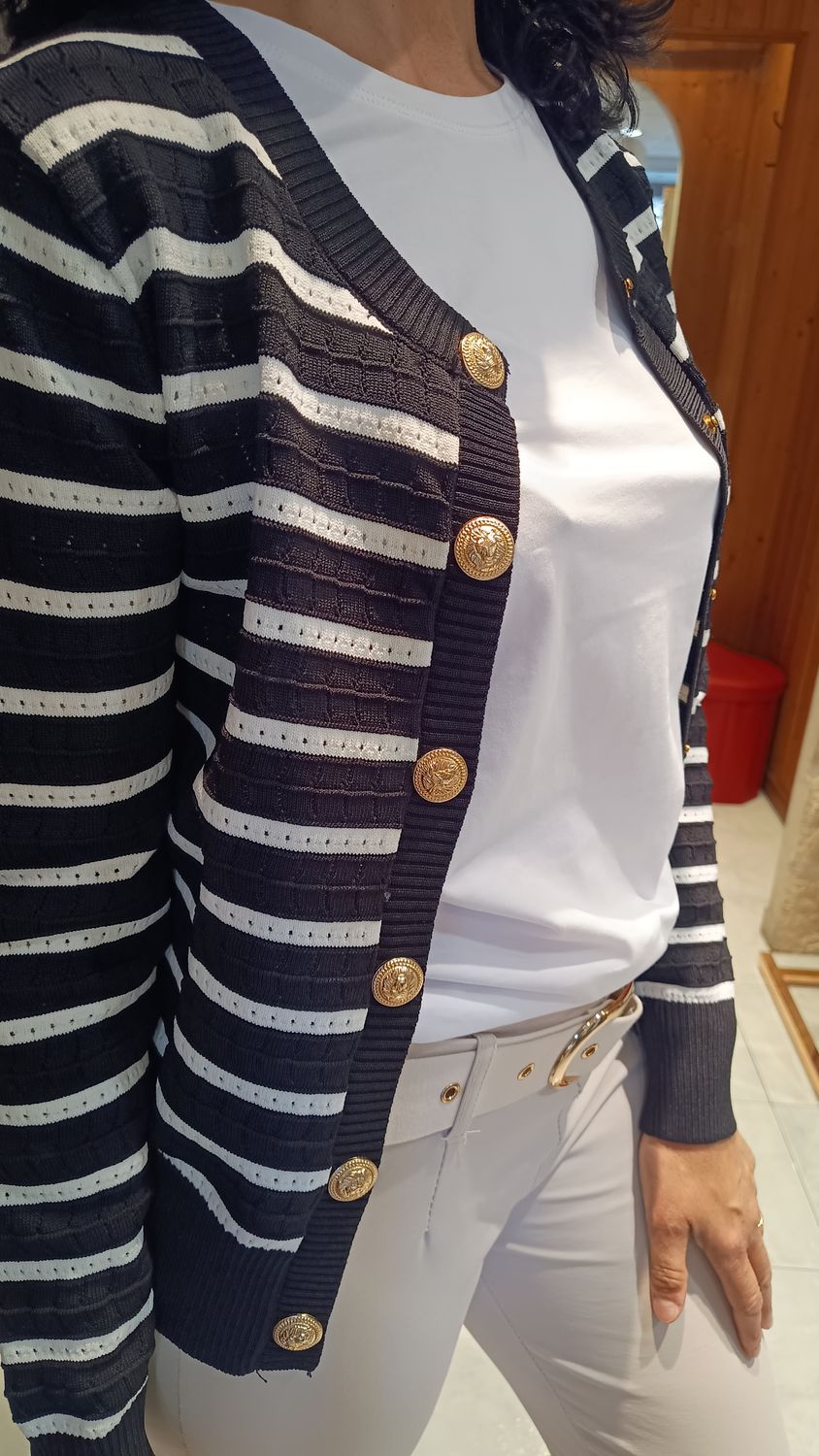 Cardigan rayures noir et blanc 