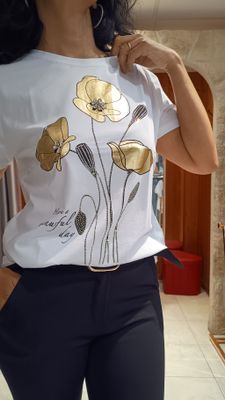 T-shirt Coquelicot blanc doré 