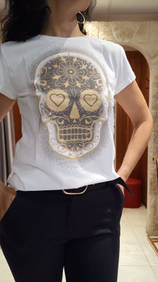 T-shirt Tête de mort beige 