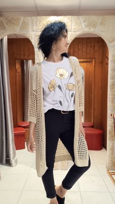 Gilet long lurex doré 