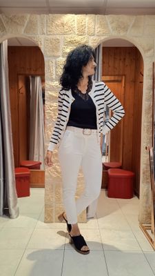 Cardigan rayures blanc et noir